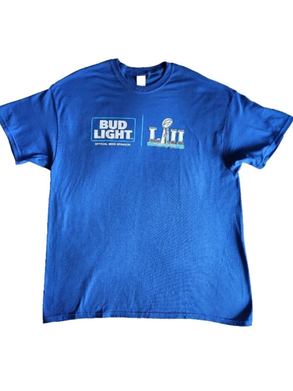 Superbowl LIII t-shirt Men's XL Bud Light Beer Promotional New Short Sleeve